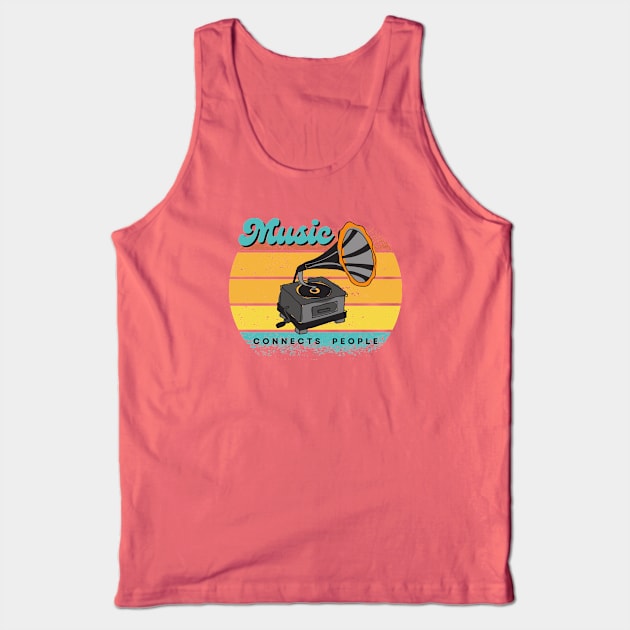 Gramophone Phonograph Music Design Tank Top by EdSan Designs